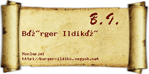 Bürger Ildikó névjegykártya