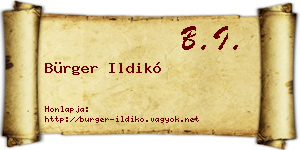 Bürger Ildikó névjegykártya